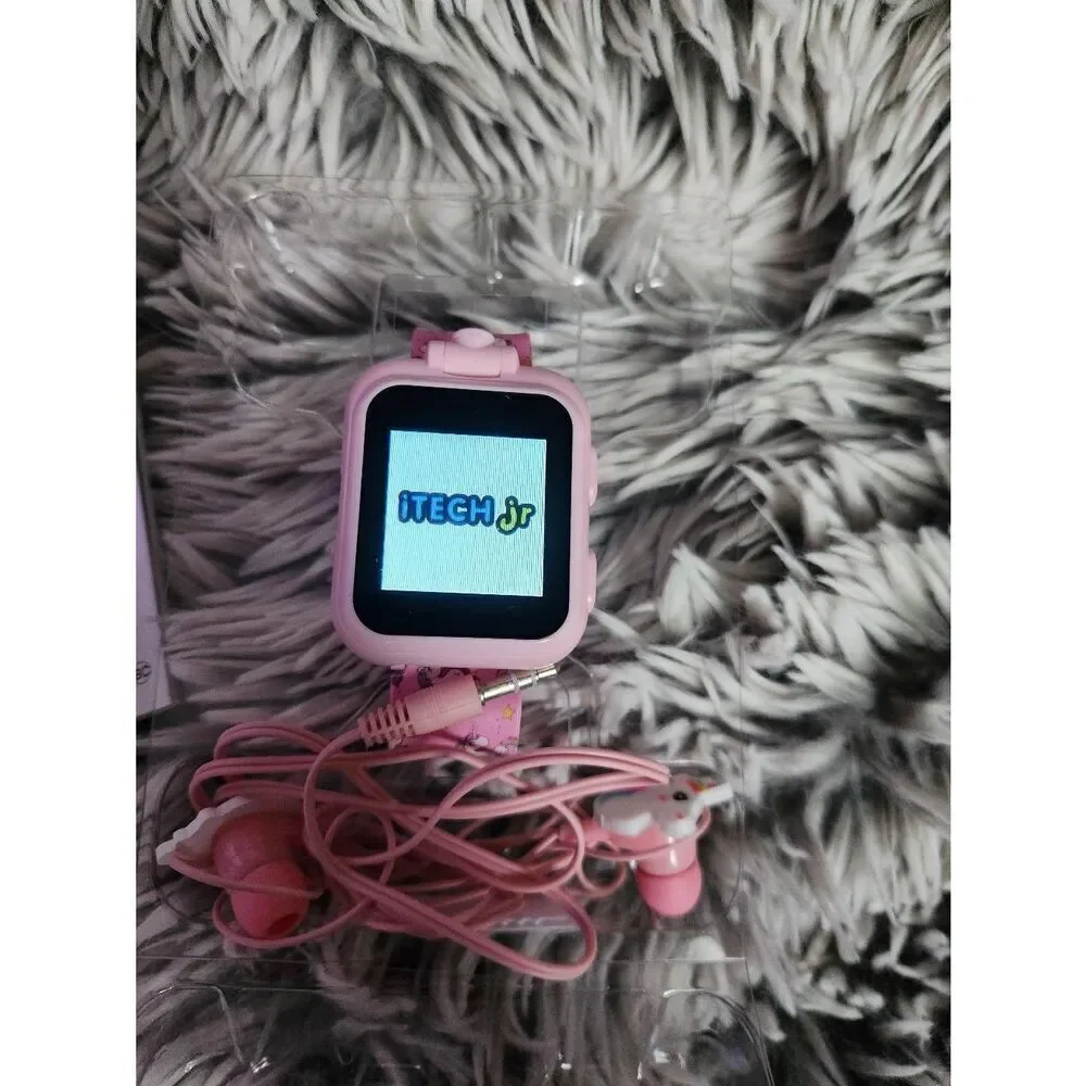 iTech Junior Girls Earbuds & Smartwatch Set - pink Unicorn Print